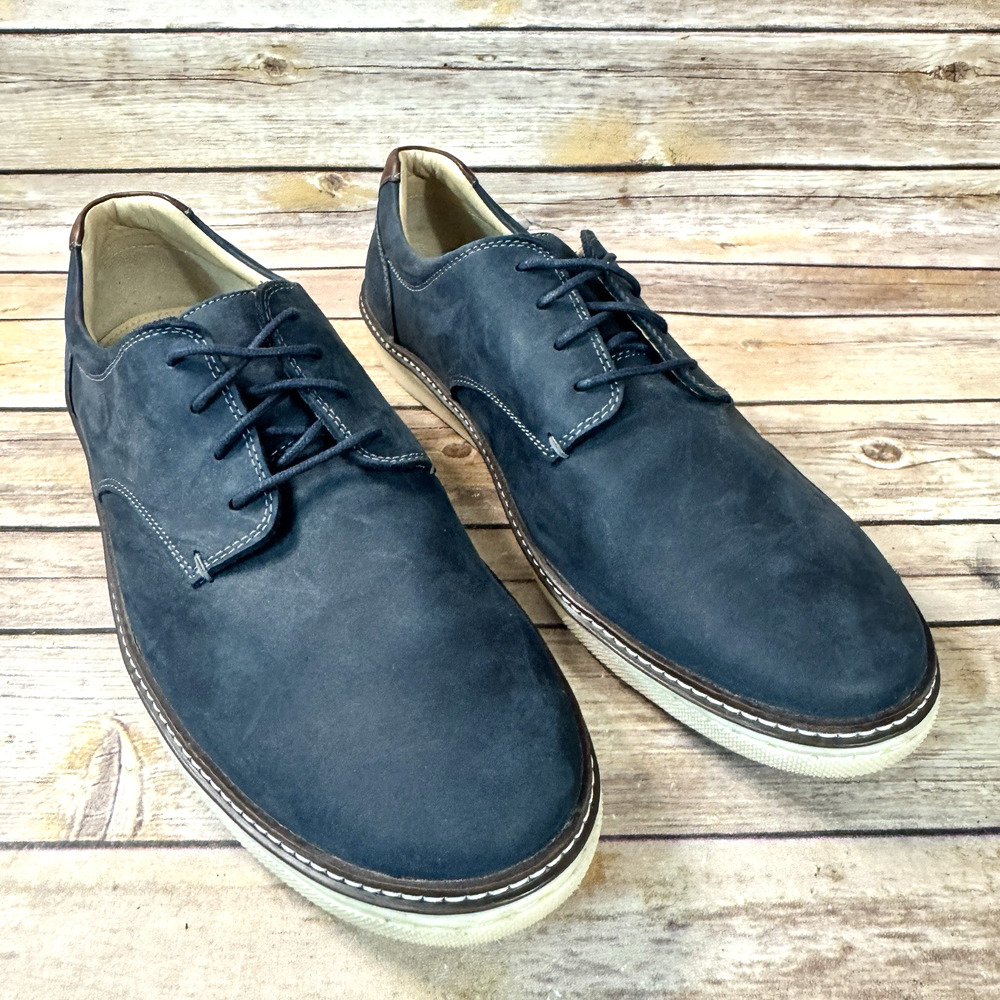 J&M Mens Navy Blue Suede Leather Preppy Oxford Lace Up Shoes Size 12 M